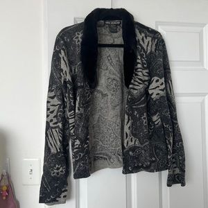 vintage black and white nina leonard button cardigan lambs wool and rabbits hair